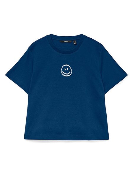 Vero Moda Koszulka w kolorze granatowym rozmiar: L. Niebieskie bluzki Vero Moda, l, bez wzorów, z bawełny, bez kołnierzyka, bez ramiączek. Za 60.95 zł.