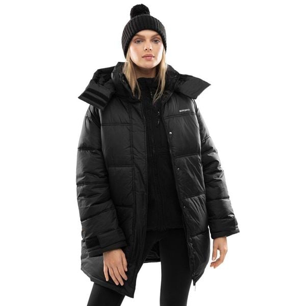 Damski puchowy płaszcz oversize Lifestyle Siroko Naryan. Czarne płaszcze SIROKO, m, bez wzorów, z materiału, bez kaptura. Za 273.60 zł.