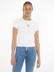 TOMMY JEANS Koszulka w kolorze białym rozmiar: M. Białe bluzki Tommy Jeans, m, bez wzorów, z jeansu, bez kołnierzyka, bez ramiączek. Za 79.21 zł.