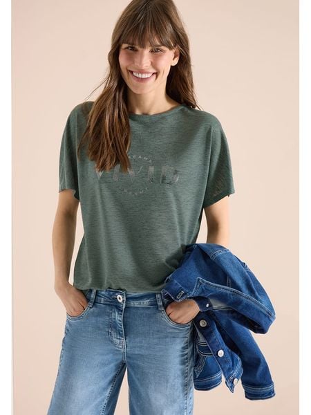 Cecil Koszulka w kolorze khaki rozmiar: XL. Brązowe bluzki Cecil, xl, bez wzorów, bez kołnierzyka, bez ramiączek. Za 114.95 zł.