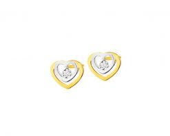 Kolczyki z żółtego i białego złota z brylantami - serca - 0,02 ct - próba 375. Białe kolczyki Apart, z brylantem, złote. Za 719.00 zł.