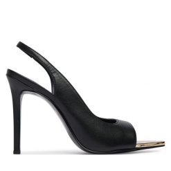 Sandały Just Cavalli. Czarne sandały Just Cavalli, bez wzorów, bez obcasa, na szpilce, bez zapięcia. Za 862.99 zł.