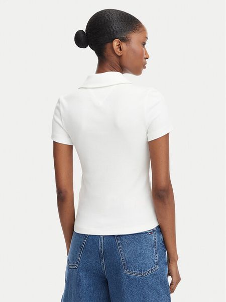 Tommy Jeans Polo DW0DW23140 Biały Regular Fit. Białe koszulki polo Tommy Jeans, l, bez wzorów, z bawełny, bez kołnierzyka, bez ramiączek. Za 229.99 zł.