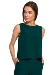 Stylove Top w kolorze ciemnozielonym rozmiar: S. Zielone topy Stylove, s, bez wzorów, bez kołnierzyka, bez ramiączek. Za 29.99 zł.
