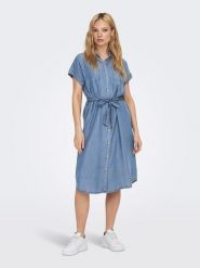 ONLY Sukienka "Pema" w kolorze niebieskim rozmiar: XL. Niebieskie sukienki Only, xl, bez wzorów, z lyocellu, bez kołnierzyka, bez ramiączek, midi. Za 118.84 zł.