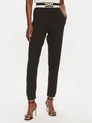 Elisabetta Franchi Spodnie dzianinowe KP-62S-46E2-V330 Czarny Regular Fit. Czarne spodnie materiałowe Elisabetta Franchi, s, bez wzorów, z dzianiny. Za 1,549.00 zł.