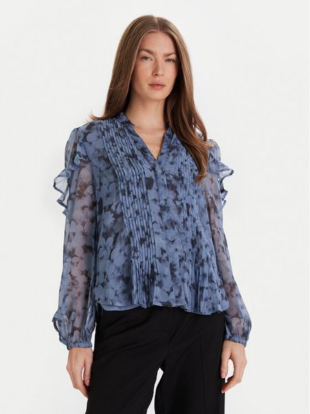 French Connection Bluzka 72ZBA Niebieski Regular Fit. Niebieskie bluzki French Connection, bez wzorów, z syntetyku, bez kołnierzyka, bez ramiączek. Za 230.99 zł.