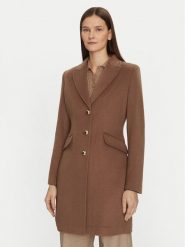 Motivi Płaszcz wełniany 0039Q200539N Brązowy Slim Fit. Brązowe płaszcze Motivi, na zimę, bez wzorów, z wełny, bez kaptura. Za 799.99 zł.