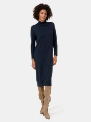 Gerry Weber Sukienka dzianinowa w kolorze granatowym rozmiar: 36. Niebieskie sukienki Gerry Weber, na co dzień, bez wzorów, z dzianiny, bez kołnierzyka, bez ramiączek, midi, proste. Za 202.50 zł.