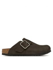Birkenstock Klapki Boston Wire Buckle 1032762 Brązowy ciemny. Brązowe klapki Birkenstock, bez wzorów, z nubiku, bez obcasa. Za 779.99 zł.
