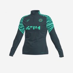 Bluza piłkarska damska Kipsta Viralto na krótki suwak. Niebieskie bluzy KIPSTA, l, bez wzorów, z elastanu, bez kaptura. Za 99.99 zł.