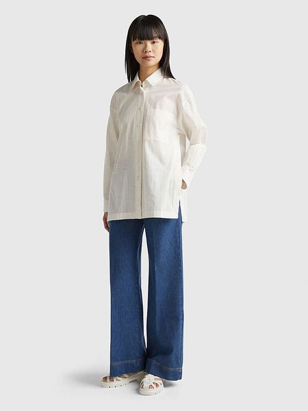 Benetton Koszula w kolorze białym rozmiar: S. Białe koszule Benetton, s, bez wzorów, z bawełny, bez kołnierzyka, bez ramiączek. Za 65.54 zł.