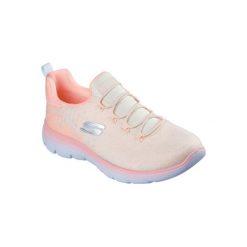 Kapcie SKECHERS SUMMITS MORNING GLOW Pomarańczowy. Brązowe obuwie domowe Skechers, bez wzorów, z tkaniny, bez zapięcia. Za 274.99 zł.