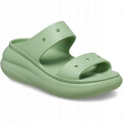 Klapki Dla Dorosłych Crocs Classic Crush. Zielone klapki Crocs, bez wzorów, z materiału, bez obcasa. Za 167.99 zł.