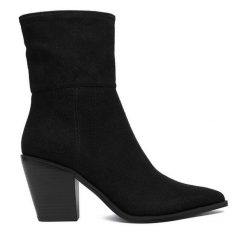 Botki JENNY. Czarne botki Jenny, bez wzorów, bez obcasa, na słupku, bez zapięcia. Za 179.99 zł.
