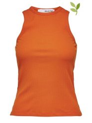 SELECTED FEMME Top "Anna" w kolorze pomarańczowym rozmiar: XL. Pomarańczowe topy Selected Femme, xl, bez wzorów, z bawełny, bez kołnierzyka, bez ramiączek. Za 35.18 zł.