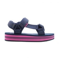 Sandały Lee Cooper LCW-24-05-2754L niebieskie. Niebieskie sandały bez wzorów, z materiału, bez obcasa, bez zapięcia. Za 140.35 zł.