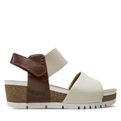 Sandały Josef Seibel. Brązowe sandały Josef Seibel, bez wzorów, bez obcasa, na koturnie, bez zapięcia. Za 319.99 zł.