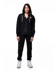 Bluza z kaptur na co dzień na siłownię. Czarne bluzy sportowe LEONE 1947 APPAREL, bez wzorów, z dresówki, z kapturem. Za 168.36 zł.