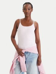 Tommy Jeans Top DW0DW22278 Różowy Slim Fit. Czerwone topy Tommy Jeans, m, bez wzorów, z bawełny, bez kołnierzyka, bez ramiączek. Za 149.99 zł.