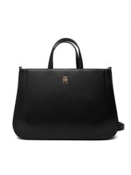 Tommy Hilfiger Torebka Th Glam Satchel AW0AW18145 Czarny. Czarne torebki klasyczne TOMMY HILFIGER, bez wzorów, ze skóry, bez dodatków. Za 699.99 zł.