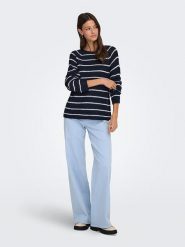 JDY Sweter "Ellen" w kolorze granatowo-białym rozmiar: L. Białe swetry JDY, l, bez wzorów, bez ramiączek. Za 83.42 zł.