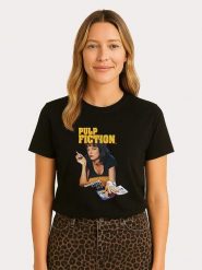 WOOOP Koszulka "Pulp Fiction Vintage Mia Wallace" w kolorze czarnym rozmiar: XL. Czarne bluzki Wooop, xl, bez wzorów, z bawełny, vintage, bez kołnierzyka, bez ramiączek. Za 56.99 zł.