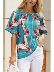 LA Angels Bluzka w kolorze turkusowo-różowo-kremowym rozmiar: S. Brązowe bluzki LA Angels, s, bez wzorów, bez kołnierzyka, bez ramiączek. Za 78.99 zł.