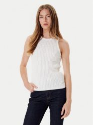 Tommy Hilfiger Top WW0WW45706 Écru Slim Fit. Topy TOMMY HILFIGER, l, bez wzorów, z bawełny, bez kołnierzyka, bez ramiączek. Za 519.99 zł.