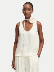 Marella Top Apogeo 2613161045 Écru Regular Fit. Białe topy Marella, bez wzorów, z acetatu, bez kołnierzyka, bez ramiączek. Za 609.99 zł.