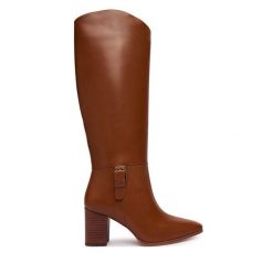 Kozaki LAUREN RALPH LAUREN. Brązowe kozaki Lauren Ralph Lauren, bez obcasa, na słupku, bez zapięcia. Za 1,599.00 zł.