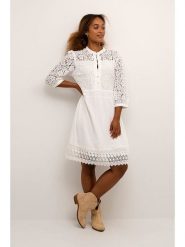 Cream Sukienka w kolorze białym rozmiar: 46. Białe sukienki Cream, bez wzorów, z koronki, bez kołnierzyka, bez ramiączek, midi, rozkloszowane. Za 173.99 zł.