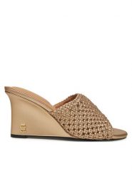 Tommy Hilfiger Klapki Crochet Metallic Lthr Wedge Mule FW0FW08812 Złoty. Żółte klapki TOMMY HILFIGER, bez wzorów, ze skóry, bez obcasa. Za 519.99 zł.