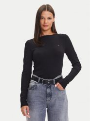 Tommy Hilfiger Bluzka WW0WW47309 Czarny Slim Fit. Czarne bluzki TOMMY HILFIGER, m, bez wzorów, z wiskozy, bez kołnierzyka, bez ramiączek. Za 209.99 zł.