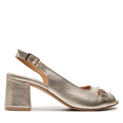 Sandały Maciejka. Żółte sandały Maciejka, bez wzorów, bez obcasa, na słupku, bez zapięcia. Za 359.99 zł.