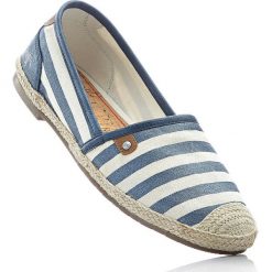 Espadryle Mustang bonprix niebiesko-biały w paski. Niebieskie baleriny bonprix, w paski. Za 89.99 zł.