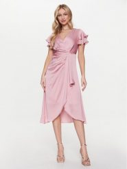 DKNY Sukienka koktajlowa DD2KM406 Różowy Regular Fit. Czerwone sukienki DKNY, bez wzorów, z syntetyku, wizytowe, bez kołnierzyka, bez ramiączek. Za 749.99 zł.