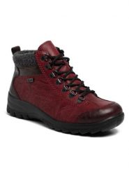 Rieker Botki L7144-35 Bordowy. Czerwone botki Rieker, bez wzorów, ze skóry, bez obcasa, na płaskiej podeszwie, bez zapięcia. Za 369.99 zł.