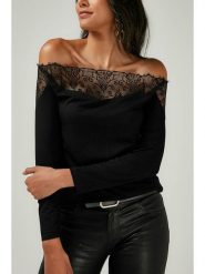 Milan Kiss Bluzka w kolorze czarnym rozmiar: S. Czarne bluzki Milan Kiss, s, bez wzorów, z koronki, bez kołnierzyka, bez ramiączek. Za 126.99 zł.