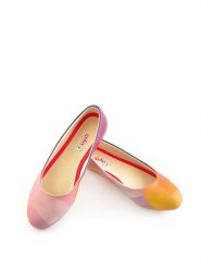 Goby Baleriny w kolorze różowo-pomarańczowym ze wzorem rozmiar: 42. Brązowe baleriny Goby, bez wzorów, z materiału, bez obcasa. Za 205.93 zł.