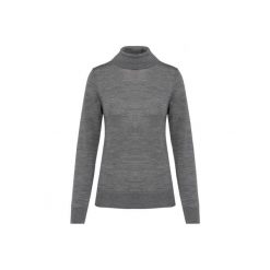 Damski sweter z merynosów z golfem Kariban Premium. Szare golfy KARIBAN, na zimę, bez wzorów, z wełny, bez ramiączek. Za 299.00 zł.