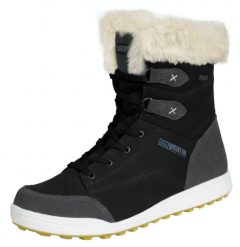 Damskie buty zimowe prawdziwa skóra sztuczne futro. Czarne trekkingi GUGGEN MOUNTAIN, z futra, przed kolano, trekkingowe. Za 669.47 zł.