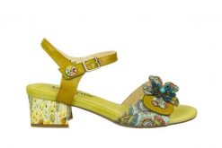 Sandały Laura Vita Hucbio 42 Vert 202067, Żółty, Skóra naturalna - 39. Żółte sandały Laura Vita, bez wzorów, z materiału, eleganckie, bez obcasa, na słupku, bez zapięcia. W wyprzedaży za 224.10 zł.