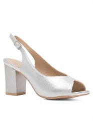 Clara Barson Sandały ACANNA KL-230801-02 Srebrny. Szare sandały Clara Barson, bez wzorów, z syntetyku, bez obcasa, na słupku, bez zapięcia. Za 79.99 zł.