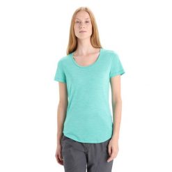 Koszulka Turystyczna Damska Icebreaker Sphere II SS Scoop T-Shirt. Zielone t-shirty Icebreaker, s, bez wzorów, bez kołnierzyka, bez ramiączek. Za 295.94 zł.