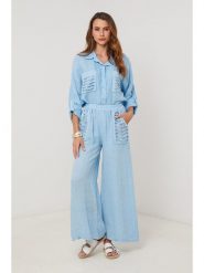 Lin Passion Lniana koszula w kolorze błękitnym rozmiar: 36/38. Niebieskie koszule Lin Passion, bez wzorów, ze lnu, klasyczne, bez kołnierzyka, bez ramiączek. Za 173.99 zł.