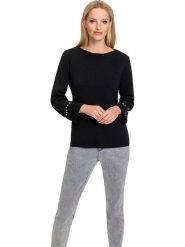 Heine Sweter w kolorze czarnym rozmiar: 42. Czarne swetry Heine, bez wzorów, ze splotem, bez ramiączek. Za 66.00 zł.