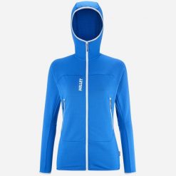 Bluza turystyczna damska Millet Fusion Grid Hoodie active fit Polartec PowerGrid. Niebieskie bluzy Millet, xs, bez wzorów, z tkaniny, z kapturem. Za 539.00 zł.