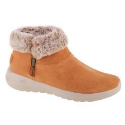 Buty zimowe damskie, Skechers On The Go Joy-Savvy. Brązowe trekkingi Skechers, z materiału, trekkingowe. Za 199.99 zł.