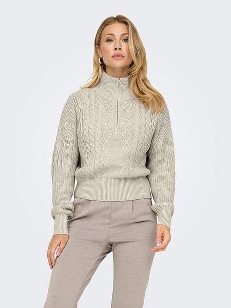 ONLY Sweter w kolorze kremowym rozmiar: L. Brązowe swetry Only, l, bez wzorów, ze splotem, bez ramiączek. Za 71.89 zł.